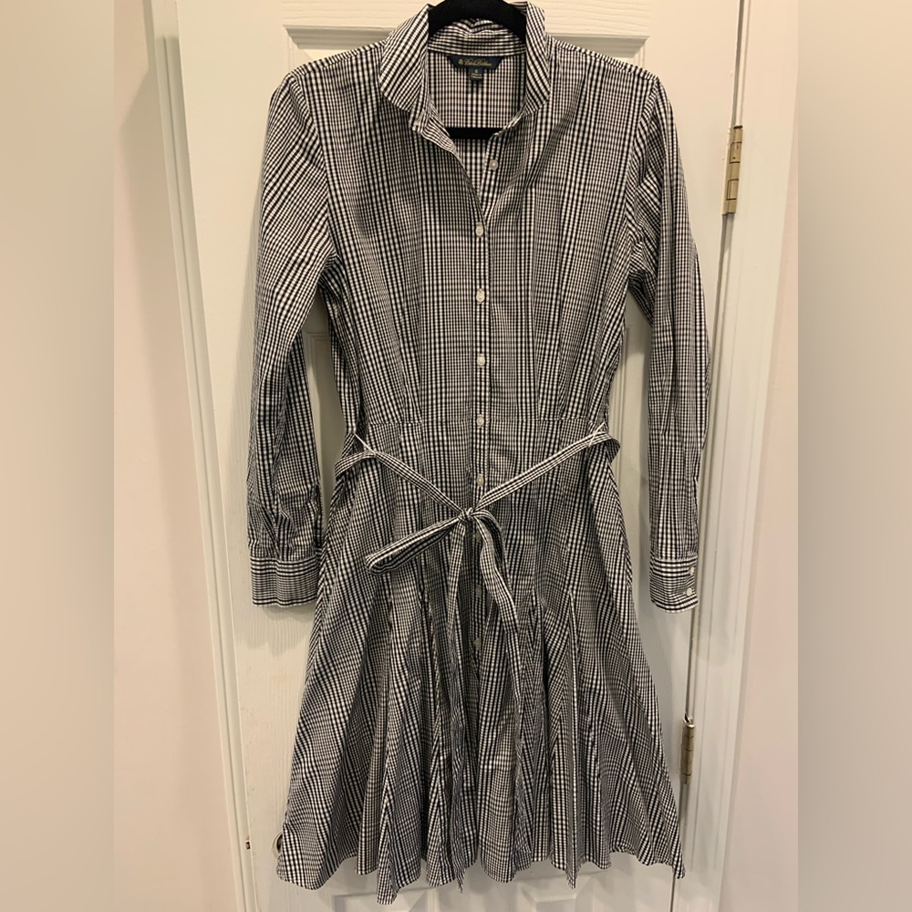 Brooks Brothers | Gingham Plaid Fit and Flare Dress with Belt